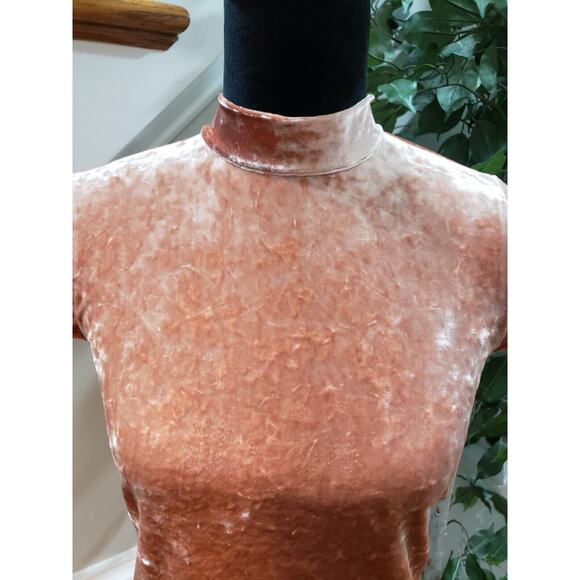 Madewell Crushed Velvet Mockneck Dress Orange Cream Size Small - Picture 2 of 12